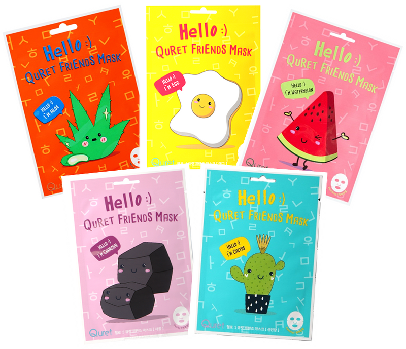 HELLO:) QURET FRIENDS MASK　5枚アソートセット